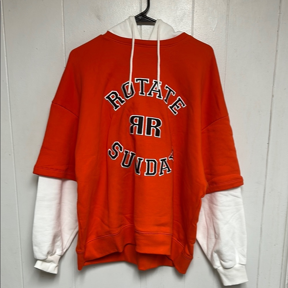 ROTATE Birger Christensen Women's Amaliiie Hoodie In Tangerine Tango Orange S